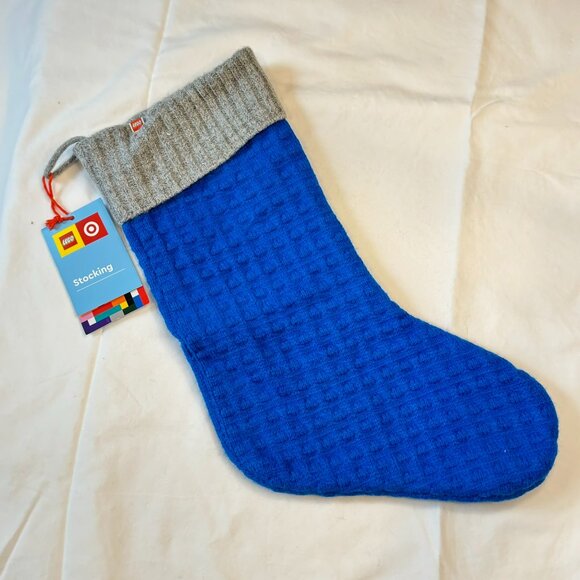 TWO Lego Target Christmas Stockings for d Holidays Red/Pink Blue/Gray NWT 20"x8" - Picture 3 of 4